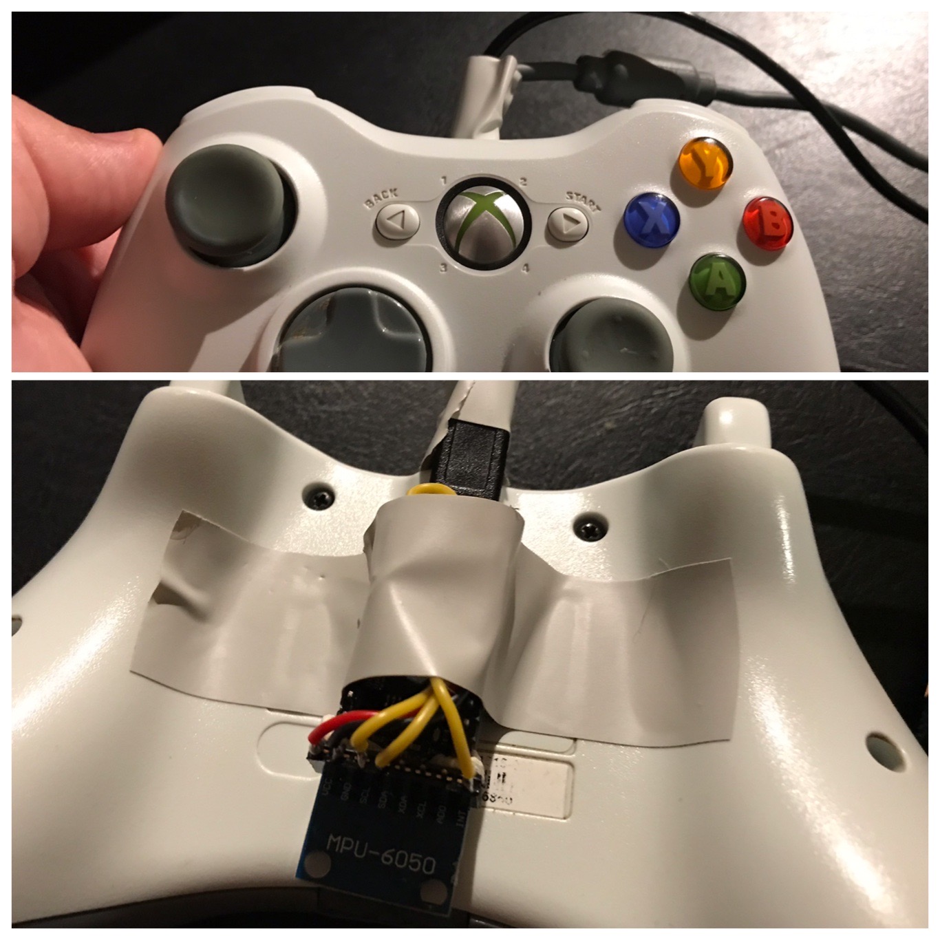 self-made xbox game controller gyroscope